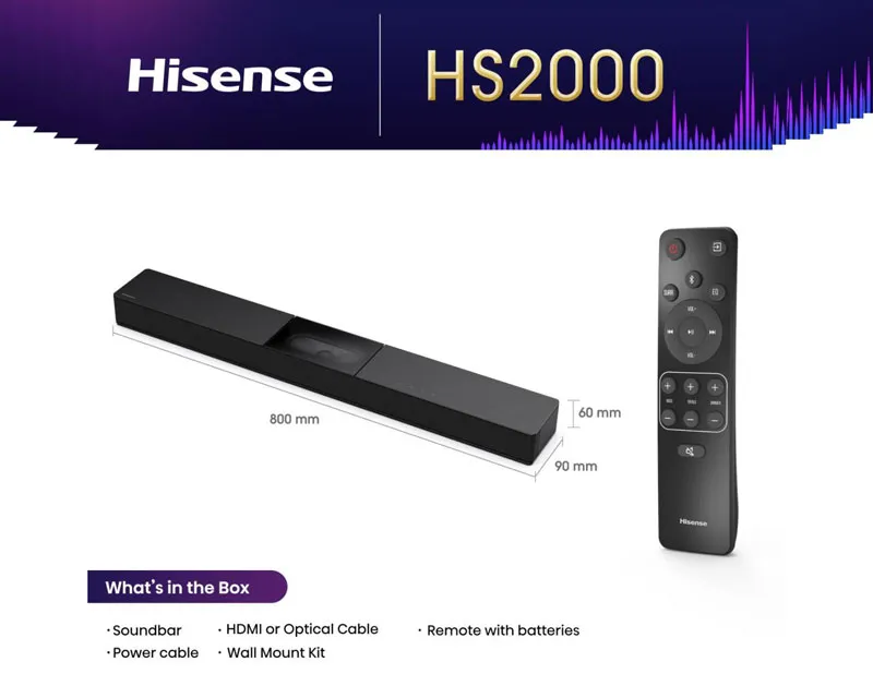 HISENSE HS2000 soundbar crni Slika 2