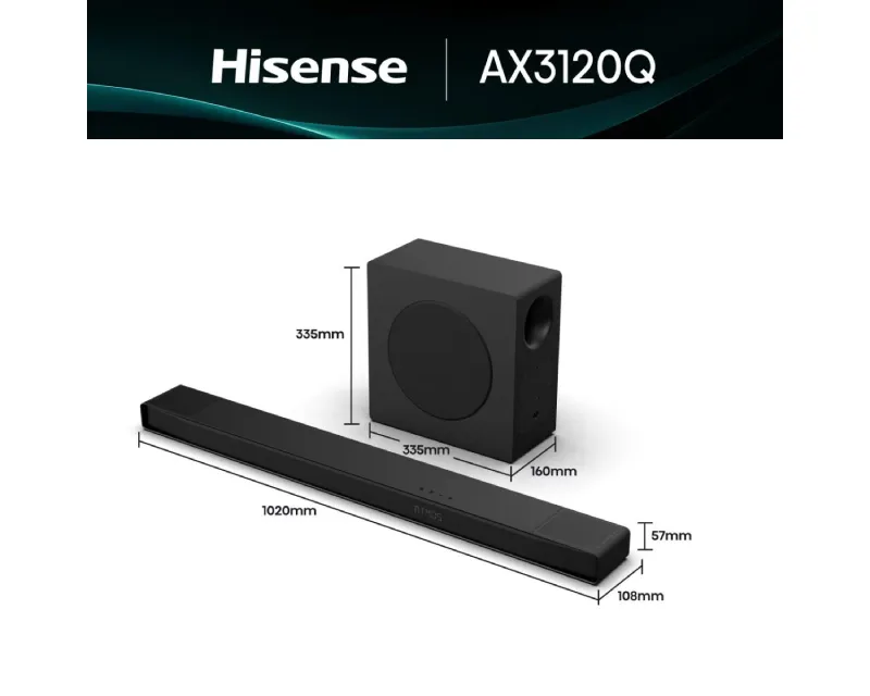 HISENSE AX3120Q Dolby Atmos soundbar sa bežičnim subwooferom crni  Slika 4