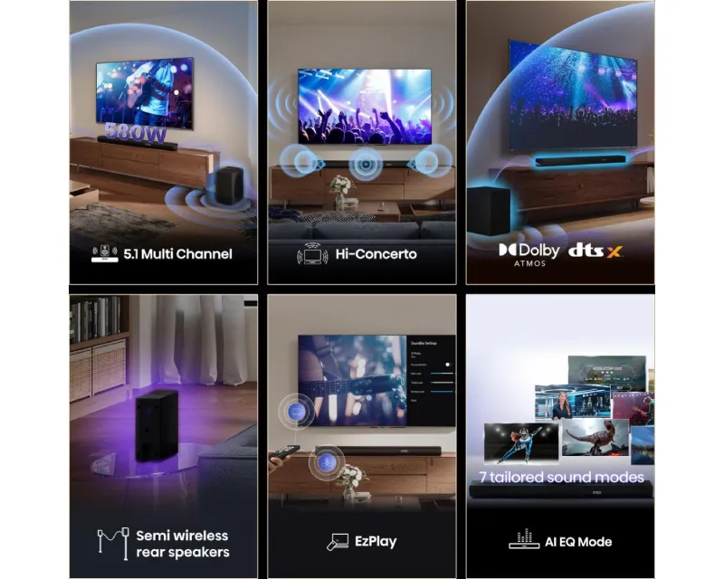 HISENSE AX5100Q Dolby Atmos soundbar sa bežičnim subwooferom crni  Slika 5