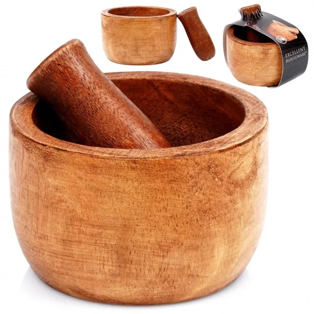 Vilde Excellent Houseware 259691 - Drveni avan sa tučkom , 10x6,5cm Slika 1