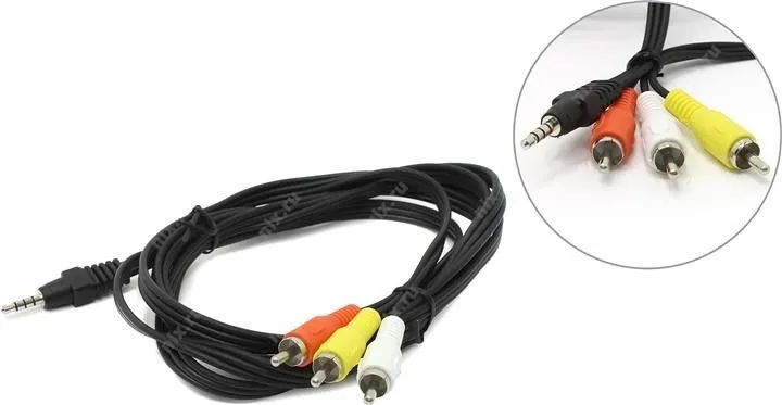 GEMBIRD CCA-4P2R-2M Gembird Jack AV 3.5mm 4-pin, cable Jack AV 3.5mm male - 3x RCA male 2m black Slika 1