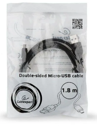 GEMBIRD CC-USB2-AMmDM-6 Gembird USB 2.0 AM to Double-sided Micro-USB cable, black, 1,8m Slika 1