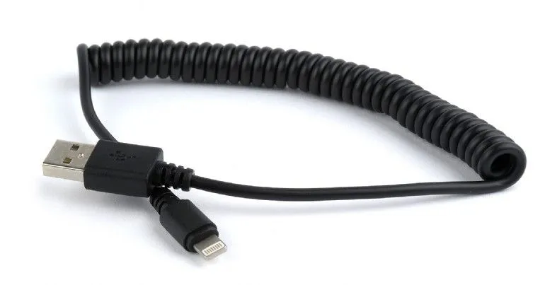 GEMBIRD CC-LMAM-1.5M USB sync and charging spiral cable for iPhone, 1.5 m, black Slika 2