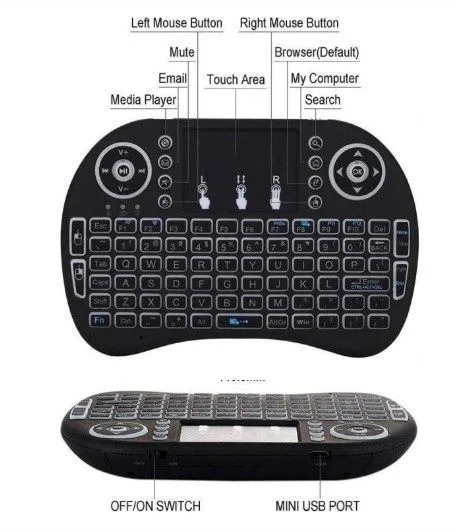 GEMBIRD GMB-I8 ** Gembird 2.4GHz Wireless gaming Mini keyboard backlight and TOUCH, punjiva bat. BL-5C (519) Slika 2