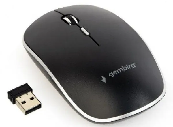 MUSW-4B-01 Gembird Bezicni mis 2,4GHz opticki USB 800-1600Dpi black 115mm, visina-30mm fok Slika 1