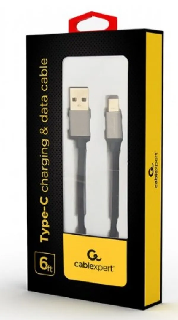 GEMBIRD CCB-mUSB2B-AMCM-6 Gembird Cotton braided Type-C USB cable with metal connectors, 1.8 m, black A FO Slika 1