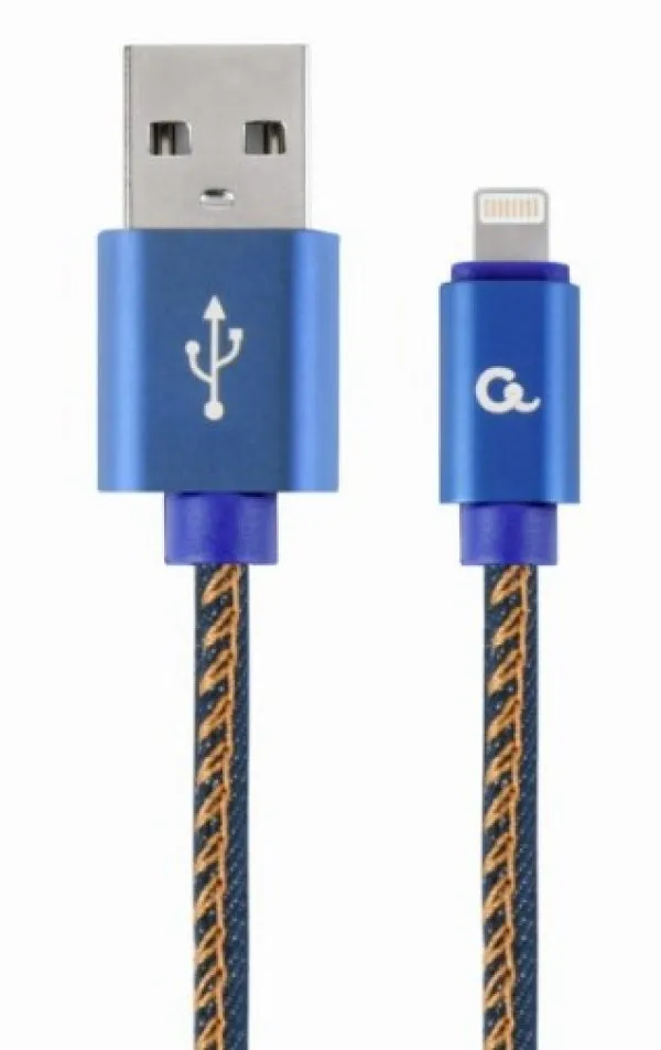 GEMBIRD CC-USB2J-AMLM-1M-BL Gembird Premium jeans (denim) 8-pin cable with metal connectors, 1m, blue Slika 1