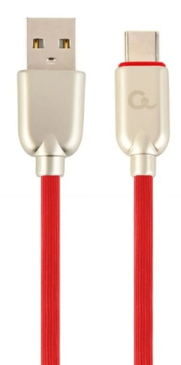 GEMBIRD CC-USB2R-AMCM-1M-R Gembird Premium rubber Type-C USB charging and data cable, 1m, red Slika 1