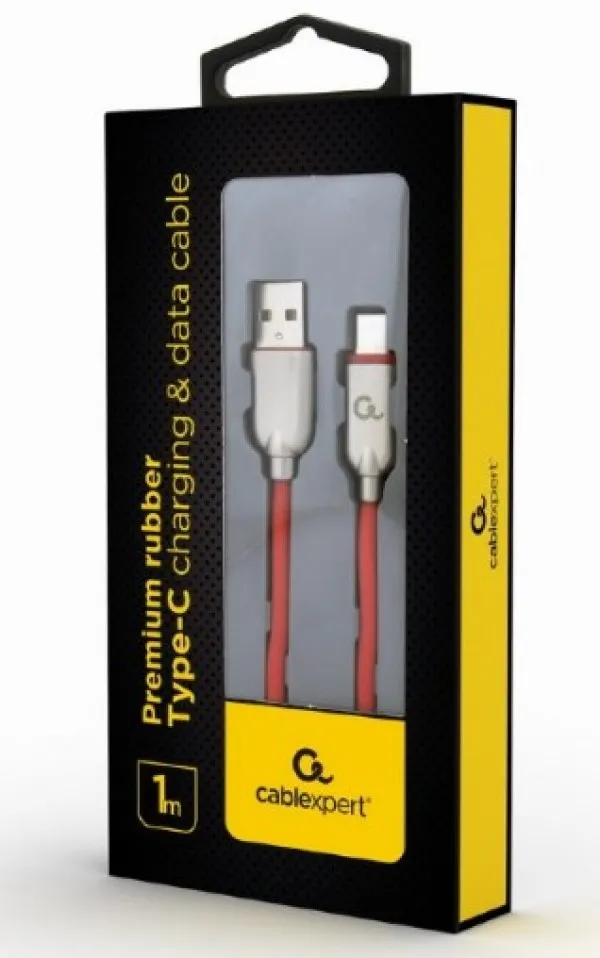 GEMBIRD CC-USB2R-AMCM-1M-R Gembird Premium rubber Type-C USB charging and data cable, 1m, red Slika 2