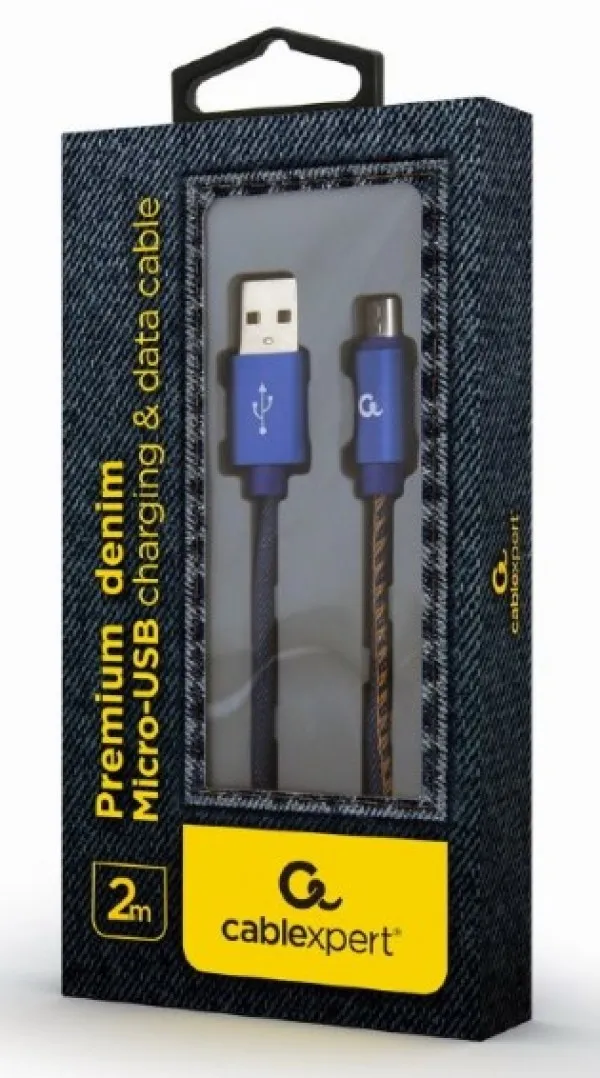 GEMBIRD CC-USB2J-AMmBM-2M-BL Gembird Premium jeans (denim) Micro-USB cable with metal connectors, 2 m, blue Slika 2