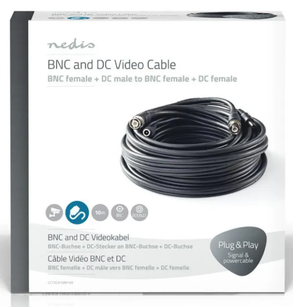 NEDIS CCTVCA10BK100 * CCTV Security Cable BNC / DC  RG59, 10m (841) Slika 3