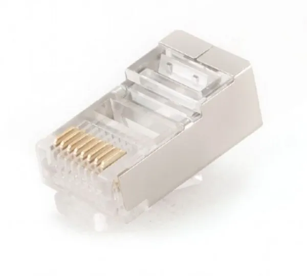 PLUG5SP/100 Gembird shielded modular 30u gold plated LAN konektor CAT5 FTP SFTP, RJ45(pak.100kom) Slika 2