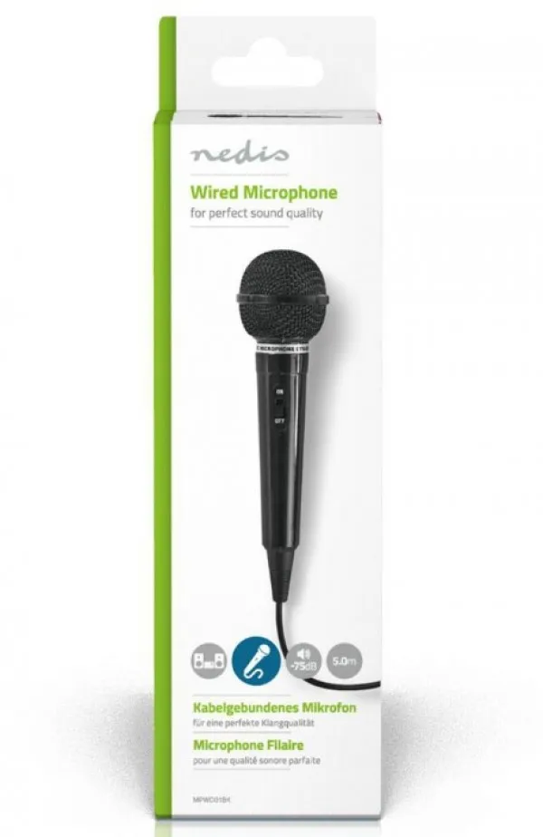 NEDIS MPWD01BK Karaoke mikrofon, 6.35mm -75dB+/-3dB, Sensitivity, 80Hz-12kHz, 5.0m Slika 3