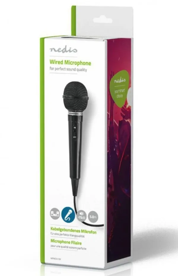 NEDIS MPWD01BK Karaoke mikrofon, 6.35mm -75dB+/-3dB, Sensitivity, 80Hz-12kHz, 5.0m Slika 4