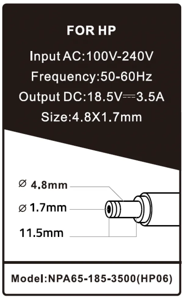 GEMBIRD NPA65-185-3500 (HP06) ** Gembird punjac za laptop 65W-18.5V-3.5A, 4.8x1.7mm yellow (692) Slika 1