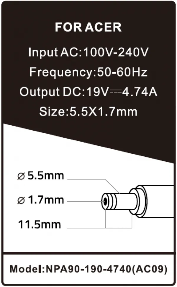 GEMBIRD NPA90-190-4740 (AC09) ** Gembird punjac za laptop 90W-19V-4.74A, 5.5x1.7mm yellow (909) Slika 2