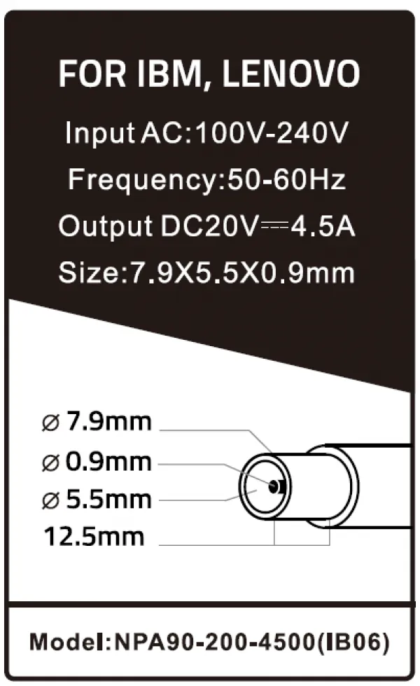 GEMBIRD NPA90-200-4500 (IB06) ** Gembird punjac za laptop 90W-20V-4.5A, 7.9x5.5mm yellow PIN (1007)- Slika 3