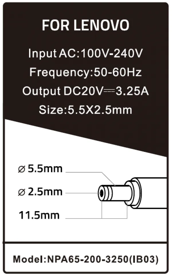 GEMBIRD NPA65-200-3250 (IB03) ** Gembird punjac za laptop 65W-20V-3.25A, 5.5x2.5mm Black (780) Slika 3