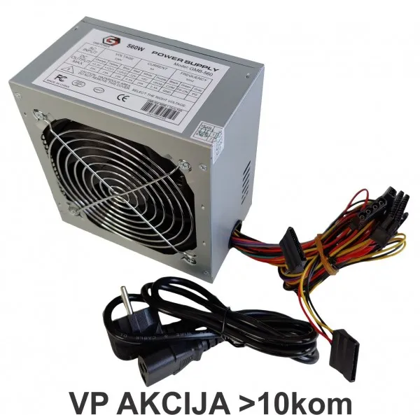 GEMBIRD GMB-560-12 bez kutije ** Gembird napajanje 560W 12cm FAN, 20+4pin, 4pin 12V,2xSATA 2xIDE (1065) Slika 1