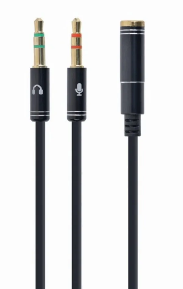 GEMBIRD CCA-418M Gembird 3.5mm Headphone Mic Audio Y Splitter Cable Female to 2x3.5mm Male adapter, Metal Slika 1