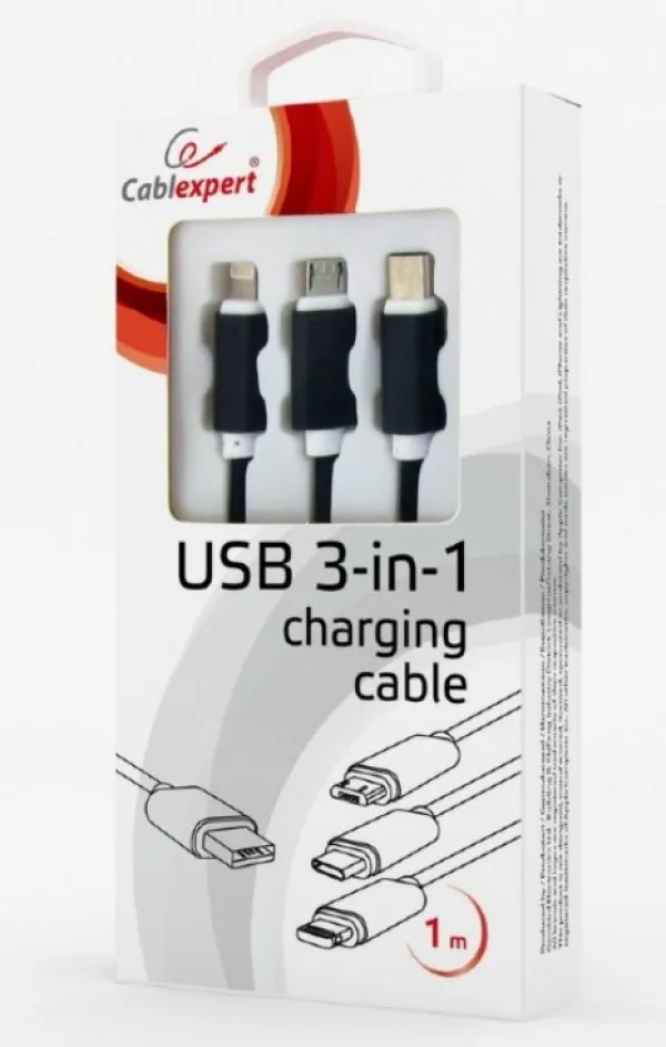 GEMBIRD CC-USB2-AM31-1M Gembird USB 3-u-1 kabl za punjenje 8-pin, Type-C, microUSB, crni, 1m Slika 4