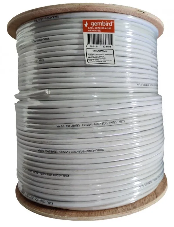 GEMBIRD KABL-COAX-RG6/300 * white (X553) koaksialni kabl RG6 bez konektora, conductivity18%,6.5mm,300m 3721- Slika 2