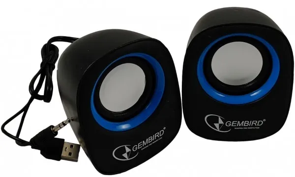 GEMBIRD SPK-111 ** Gembird Stereo zvucnici Blue/black, 2 x 3W RMS USB pwr, 3.5mm kutija sa prozorom (379) Slika 4