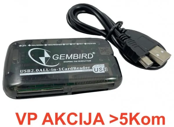 GEMBIRD FD2-ALLIN1-BLK ** Gembird  USB2.0 citac svih tipova memorijskih kartica(319) Slika 1