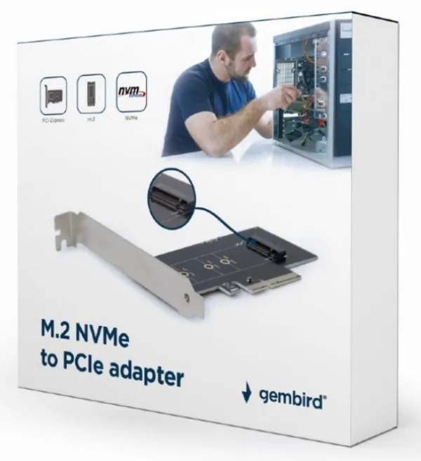 GEMBIRD PEX-M2-01 Gembird M.2 SSD NVMe adapter PCI-Express add-on card, sa dodatnim low-profile breketom Slika 1