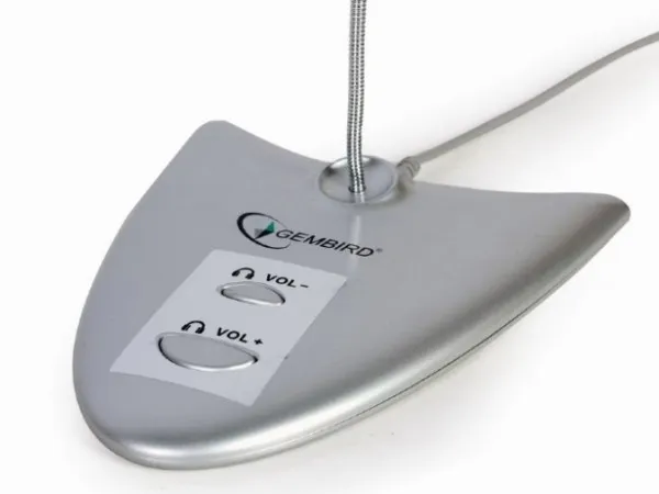 MIC-DU-01 Gembird Desktop mikrofon sa integrisanom zvucnom karticom, savitljivo telo, silver, 3.5mm Slika 3