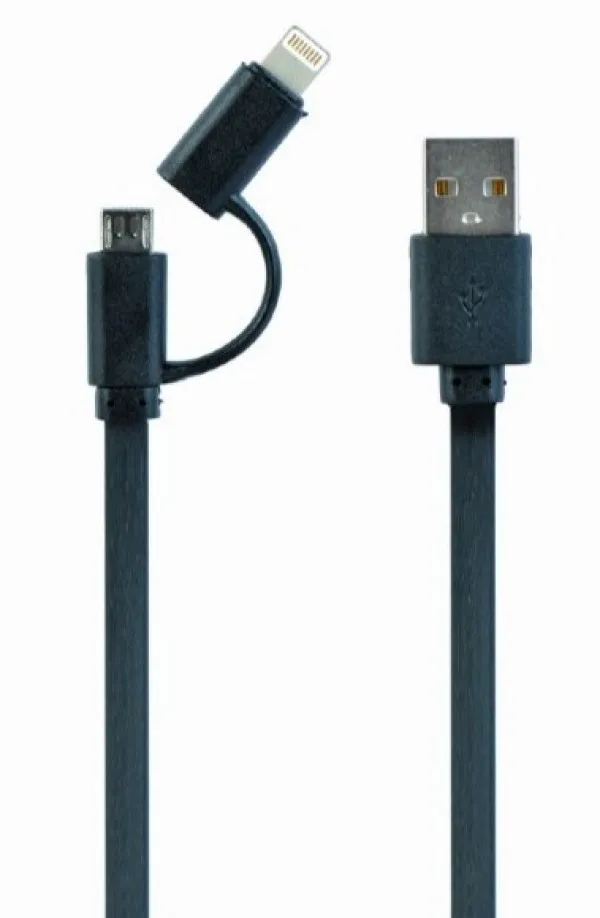 GEMBIRD CC-USB2-AMLM2-1M USB charging combo cable iPhones 8-pin + Micro USB, black, 1m Slika 1