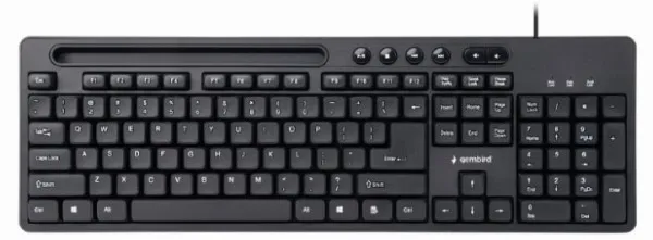 GEMBIRD KB-UM-108 Gembird Multimedijalna tastatura US layout black USB sa drzacem za telefon A Slika 1