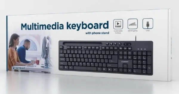 GEMBIRD KB-UM-108 Gembird Multimedijalna tastatura US layout black USB sa drzacem za telefon A Slika 4