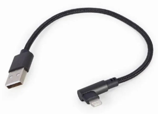 GEMBIRD CC-USB2-AMLML-0.2M Gembird pod uglom USB 8-pin kabl za punjenje i prenos podataka, 0.2 m, black Slika 1