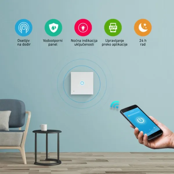 Wi-Fi smart prekidač svetla 1x5A WFPS-W1/WH Slika 1