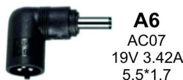 GEMBIRD NPC-AC07 (A6) Gembird konektor za punjac 65W-19V-3.42A, 5.5x1.7mm (Acer-Dell-HP) Slika 1