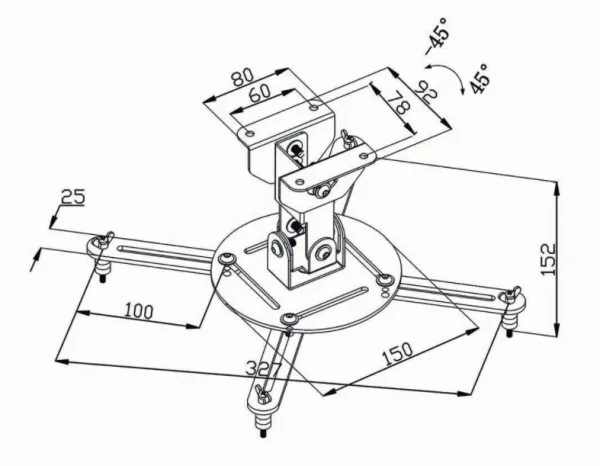 NEDIS PJCM100BK univerzalni plafonski nosac za projektor, rotirajuci + tilt 90° Slika 8