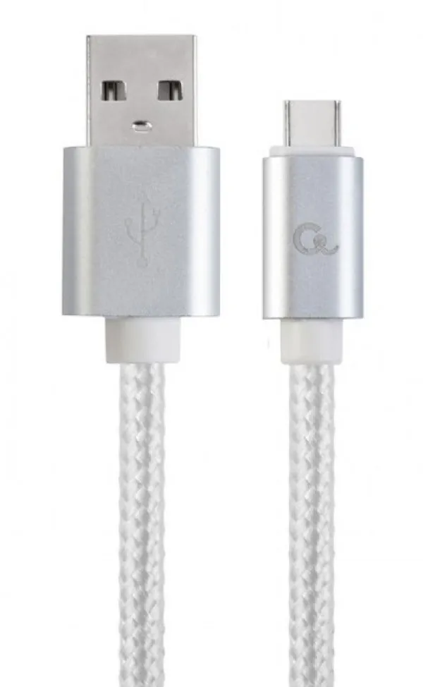 GEMBIRD CCB-mUSB2B-AMCM-6-S Gembird Cotton braided Type-C USB cable with metal connectors, 1.8 m, silver