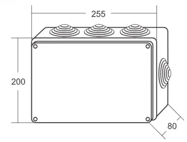 MIT.EL Razvodna kutija sa gumenom zaptivkom ME-K255x200x80mm (12 uvodnica) IP65 Slika 1
