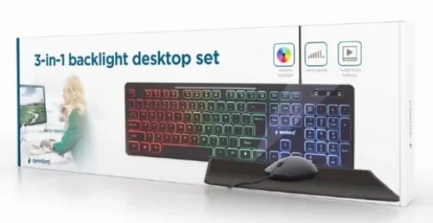 KBS-UML-01 Gembird 3-in-1 backlight set tastatura, mis i podloga FO Slika 4