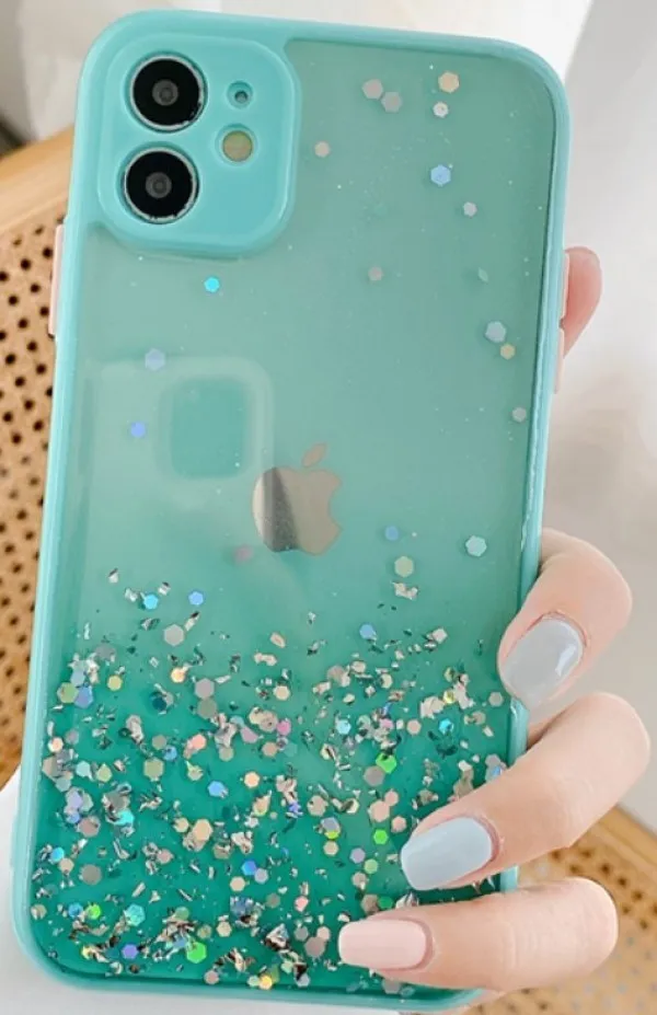 MCTK6-IPHONE XS Max * Furtrola 3D Sparkling star silicone Turquoise (89) Slika 1