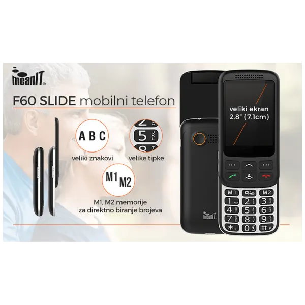 Meanit Mobilni telefon F60 SLIDE , 2.8 ekran ( 7.1 cm ), Dual SIM Slika 1