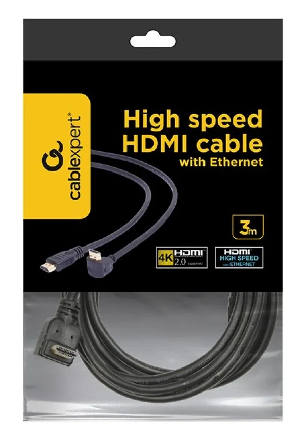 GEMBIRD CC-HDMI490-10 Gembird HDMI kabl 4K UHD, Ethernet, konektor pod uglom 90 stepeni 3m A Slika 2