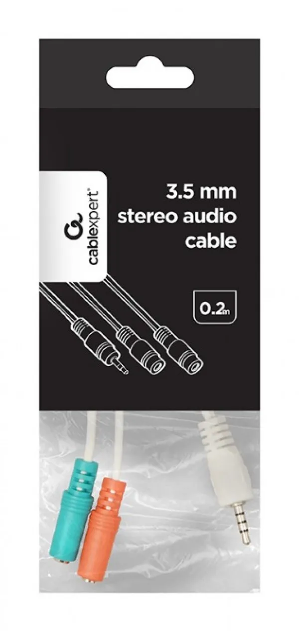 GEMBIRD CCA-417W Gembird 2x 3.5 mm(slusalice i mikrofon) adapter na 1x 3.5mm(4 pin) cable, 0.2 m beli FO Slika 2