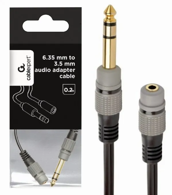 GEMBIRD A-63M35F-0.2M Gembird 6.35mm to 3.5mm audio adapter cable, 0.2m - Image 1