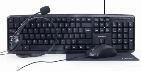 GEMBIRD KBS-UO4-01 Gembird 4-in-1 office set, tastatura, slusalice, mis i podloga Slika 1