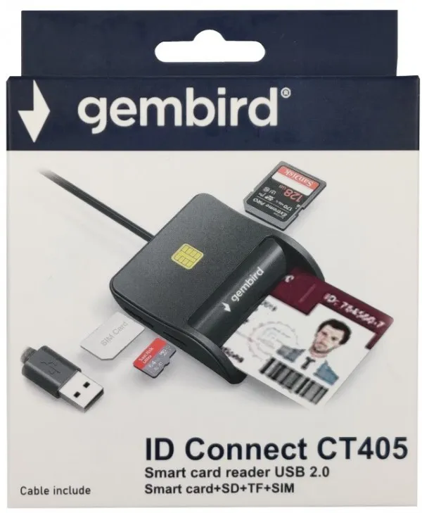 GEMBIRD CRDR-CT405 ** Smart card reader USB2.0 Citac licne karte, sobracajne bank. +SD+TF+SIM reader (959)- Slika 3