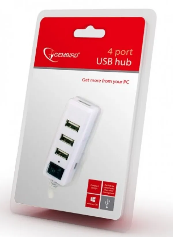 GEMBIRD UHB-U2P4-21 Gembird USB2.0 4-port HUB, sa prekidacem, white Slika 2