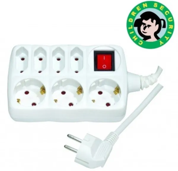 MIT.EL Produzni kabl sa 7 uticnica (3x1.5mm) 2m PM7P-2M DZ 16A, 250V-3680W Slika 1