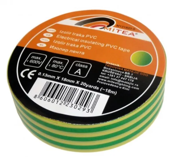 MIT.EL Izolir traka PVC zuto zelena 0.13mmX18mmX20yard M131820-5 Slika 2